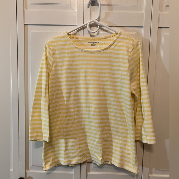 Appleseed’s yellow and white striped sailor shirt, 3/4 sleeve - Picture 1 of 2